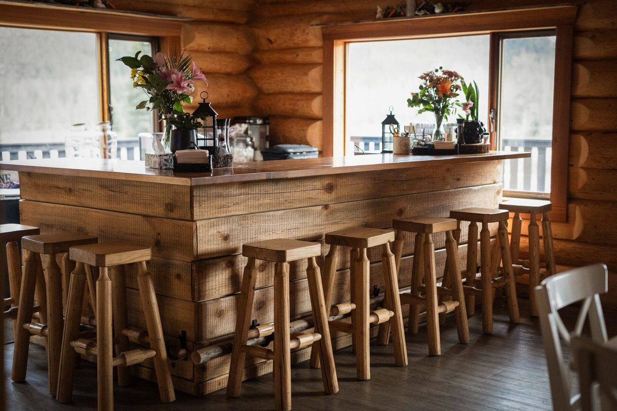 Inside the main lodge at Rock Lake Earth Lodge
