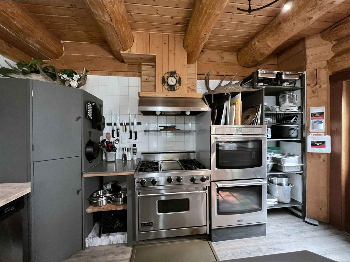 The commercial kitchen inside the main lodge