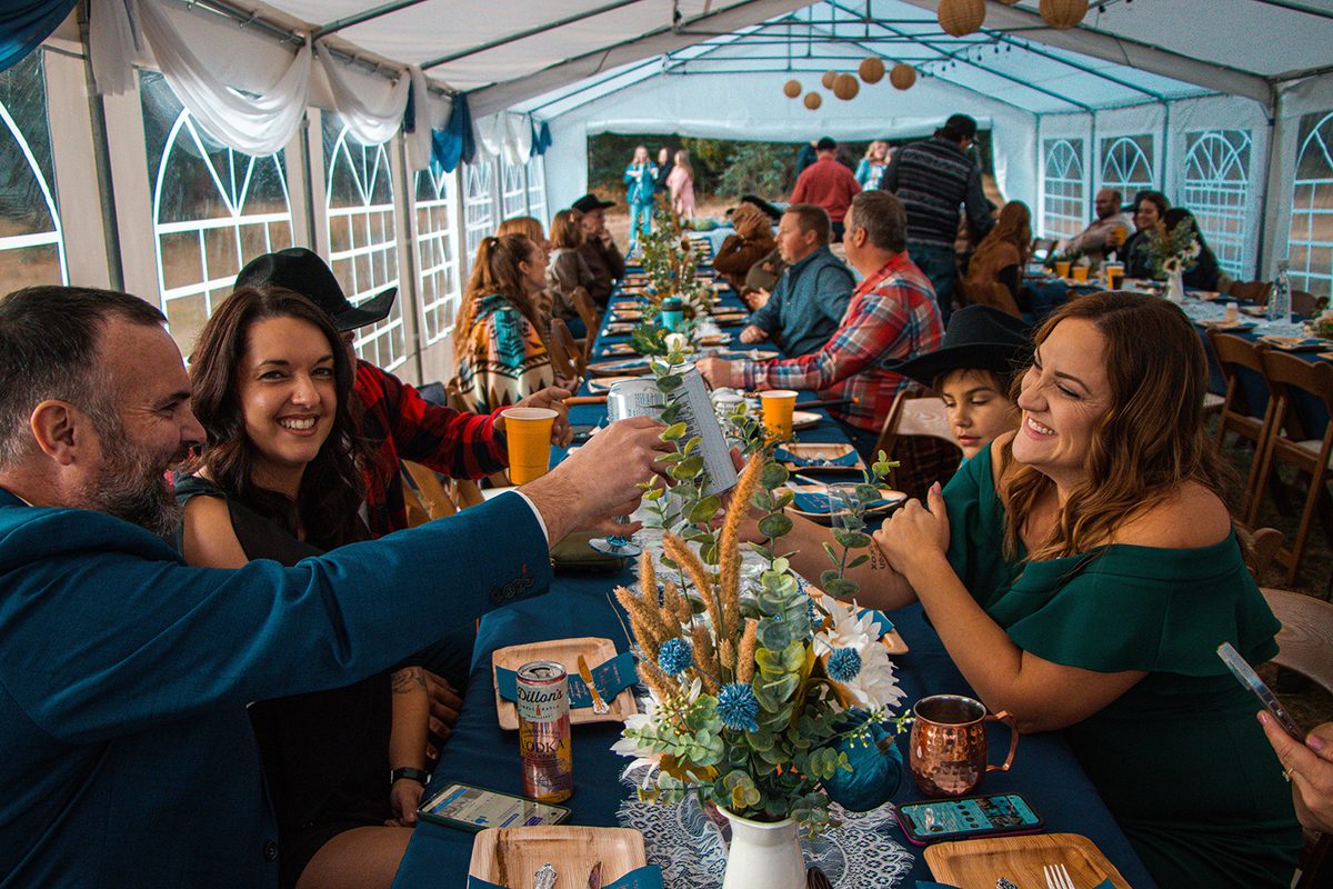 A wedding celebration at Rock Lake Earth Lodge
