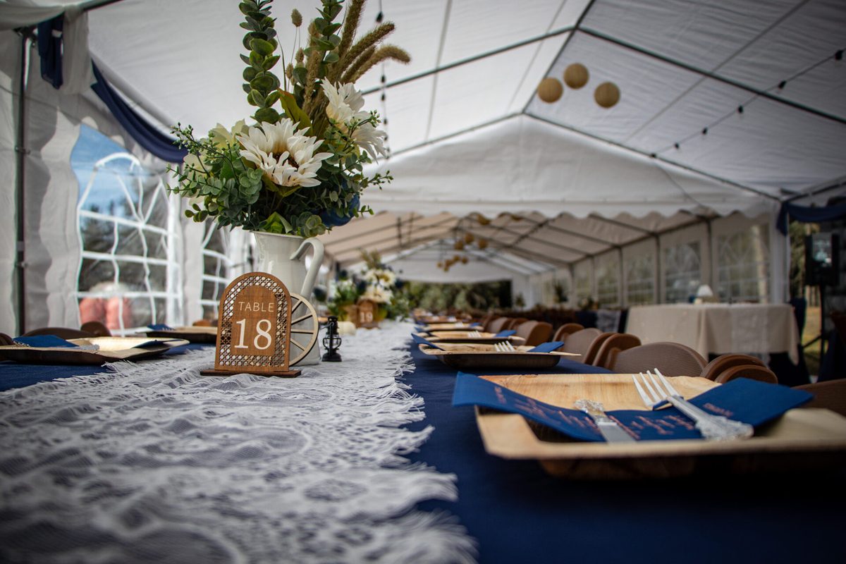 A decorated reception space at Rock Lake